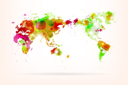 Vector World Map Creative with Splash of Color and Light Effects のイラスト素材