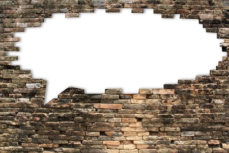 brick wall texture of speech bubble background, isolated on white  Save paths for design work の写真素材