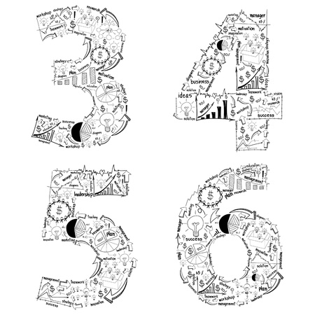 drawing business strategy plan concept idea of alphabet letters,  isolated on white  の写真素材