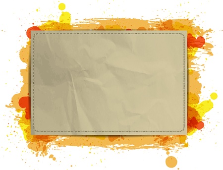 Vector paper banner / background with grungy paint watercolor Orange のイラスト素材