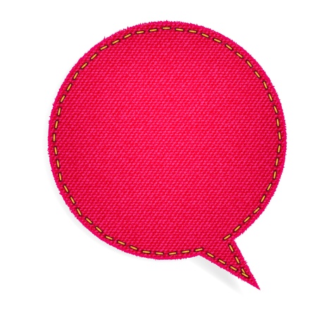 Speech bubble of denim fabric red badges, stickers, labels, tags, template design のイラスト素材