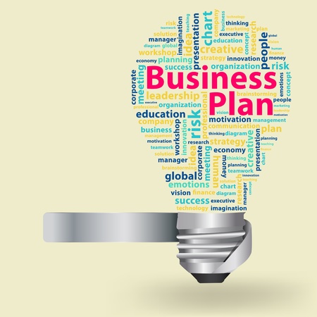 Creative light bulb with Business plan concept of word cloud, Vector illustration modern template design のイラスト素材