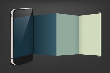Mobile phone with creative folded paper modern template design, Vector illustration  のイラスト素材