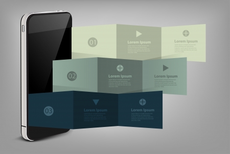 Mobile phone with creative folded paper modern template design illustrationのイラスト素材