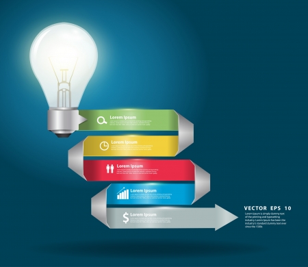 Creative light bulb with modern business step origami style options banner のイラスト素材