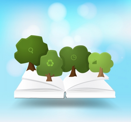 Book with tree growth nature banner, Vector illustration modern design templateのイラスト素材