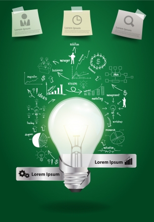 Light bulb with drawing graph, Vector illustration template design  のイラスト素材