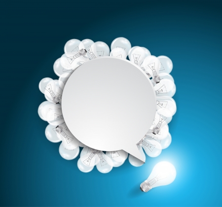Vector speech bubble with light bulb idea conceptのイラスト素材