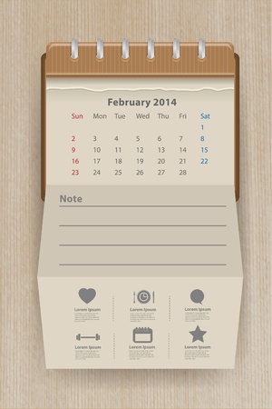 Calendar for Febuary 2014 のイラスト素材