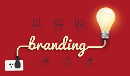 Branding concept, Creative light bulb idea abstract infographic layout, diagram, step up options, Vector illustration modern design templateのイラスト素材
