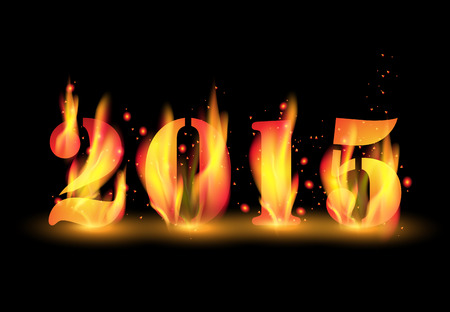 Happy New Year 2015 by blaze fire flame, Vector illustration modern template designのイラスト素材