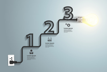 Creative light bulb idea abstract infographic, Inspiration concept modern design template workflow layout, diagram, numbers step up options banner, Vector illustrationのイラスト素材