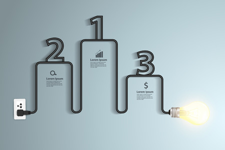 Creative light bulb idea abstract infographic, Inspiration concept modern design template workflow layout, diagram, numbers step up options banner, Vector illustrationのイラスト素材