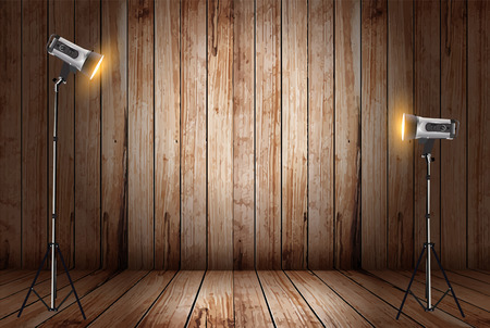 Vector photo studio in old wooden roomのイラスト素材