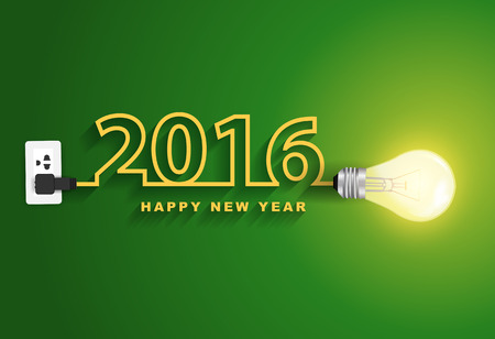 2016 happy new year concept, Creative light bulb idea abstract infographic layout, diagram, step up options, Vector illustration modern design templateのイラスト素材