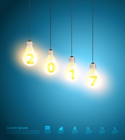 light bulb,new year 2017 vector illustration template designのイラスト素材