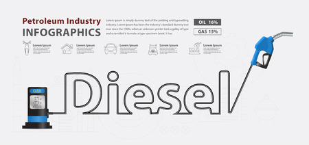 Diesel typographic pump nozzle creative design, Fuel pump icon, Petrol station sign, vector illustration modern layout template designのイラスト素材