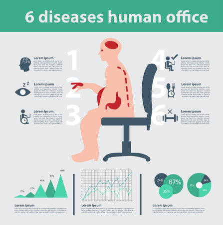 Office syndrome idea concept design. Vector illustrationのイラスト素材
