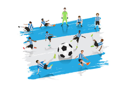 Vector soccer player team with Argentina flag backgroundのイラスト素材