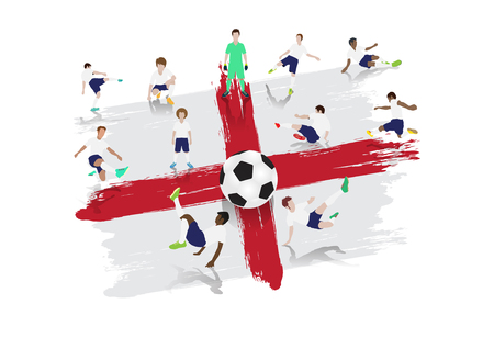  Vector soccer player team with England flag backgroundのイラスト素材