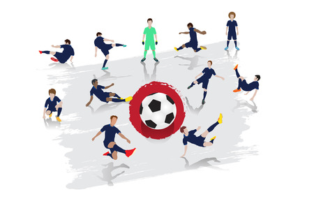 Vector soccer player team with Japan Flag backgroundのイラスト素材