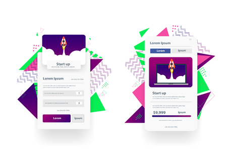 Web landing page design templates management app, Social media marketing. Modern vector illustration for website and mobile website developmentのイラスト素材