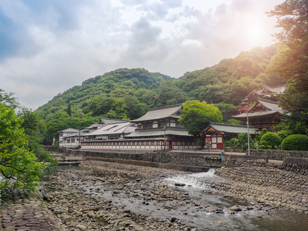 Japan temple countryside with streams at the mountainのeditorial素材