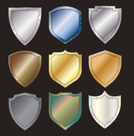 Vector protected steel shield steel icon sign set layout template creative designのイラスト素材