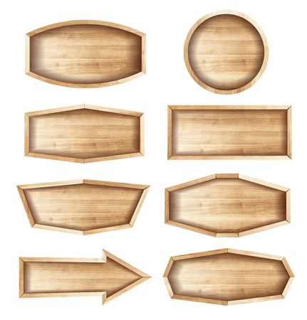 Wooden sign boards for sale,price and discount stickers, banner, badges. Vector illustrationのイラスト素材