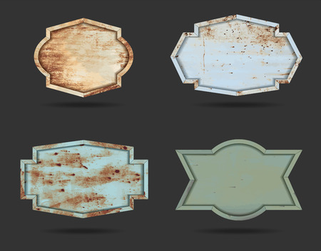 Vector set of metal shield sign plate texture background for design workのイラスト素材