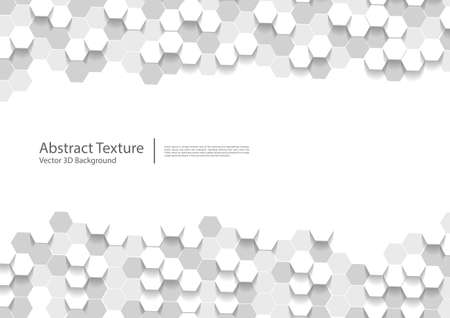 Vector hexagonal white abstract background, 3d hexagons texture designのイラスト素材