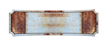 Oblong metal sign plate isolated on white backgroundの写真素材