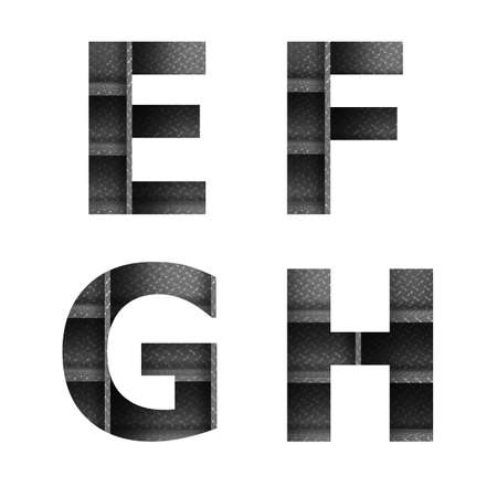 Metal shelf font design alphabet letter, isolated on white backgroundの写真素材