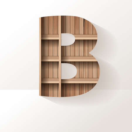 Vector wood shelf font design alphabet letterのイラスト素材