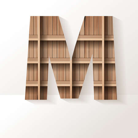 Vector wood shelf font design alphabet letterのイラスト素材
