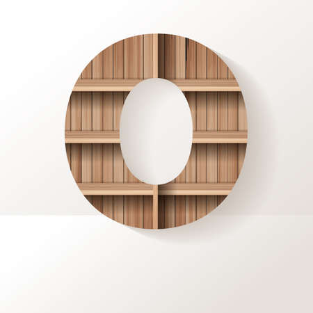 Vector wood shelf font design alphabet letterのイラスト素材
