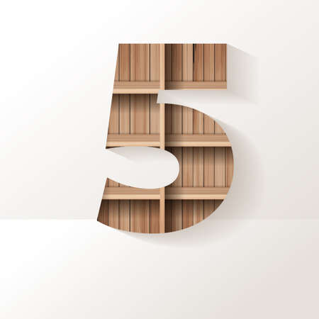 Vector wood shelf font design alphabet letterのイラスト素材