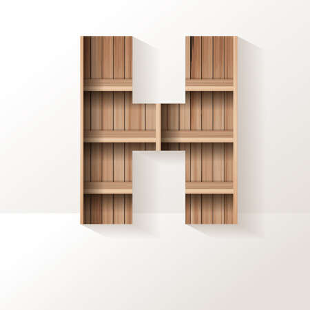 Vector wood shelf font design alphabet letterのイラスト素材