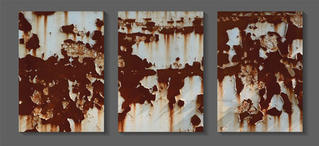 Vector rusted steel plate metal texture background, in A4 size for design work page cover book presentation. brochure layout and flyers poster template.のイラスト素材