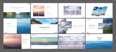 Vector presentation layout templates design, Multipurpose template for slide, Brochure report cover, flyer, leaflets decoration for printing, Blurred image for example Nature  landscape backgroundsのイラスト素材