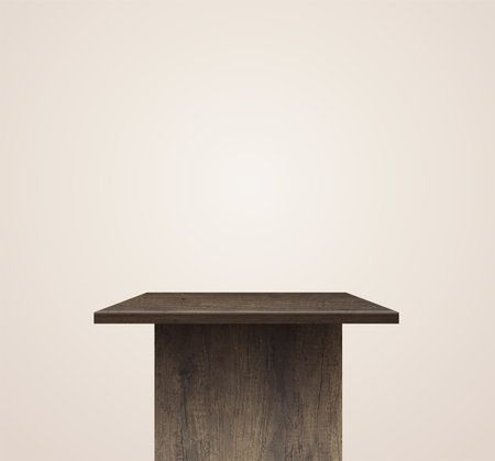 Vector marble podium with wood table top for presentation mock up, show cosmetic product display stage pedestal designのイラスト素材