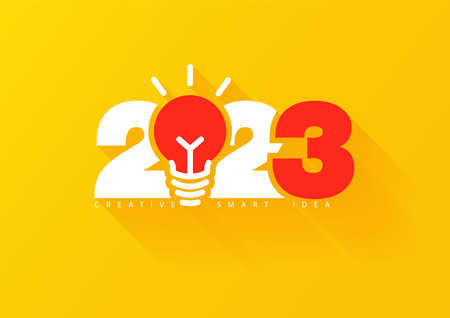 Creative light bulb idea 2023 new year design, Vector illustration modern layout templateのイラスト素材