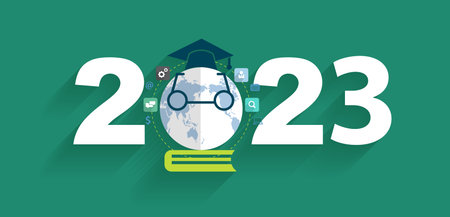 2023 new year e learning global network idea concept, Vector illustration modern design layout...