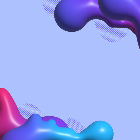 3D banners abstract modern geometric graphic element with dynamical colored forms and flowing liquid...