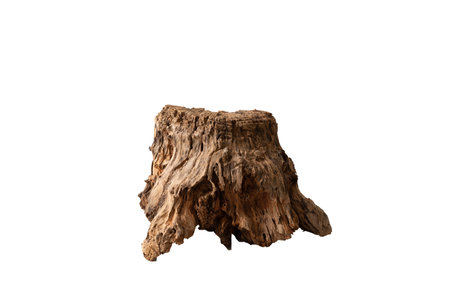 Old wood product display podium presentation minimal style, isolated on white background with clipping path for design workの写真素材