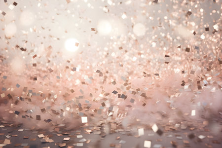 abstract bokeh background glitter vintage lights background. gold silver and white. de-focused, AI generateの素材