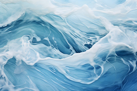 blue water surface abstract blue water background of seawater flow under light exposure, AI generateの素材