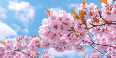 Pink cherry blossom in spring season, ai generateの素材