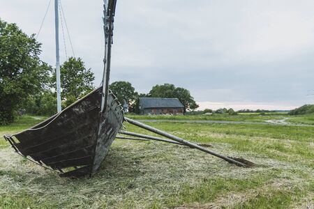 the sea is a lonely boatの写真素材