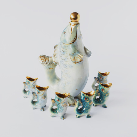 clay figures on white backgroundの写真素材